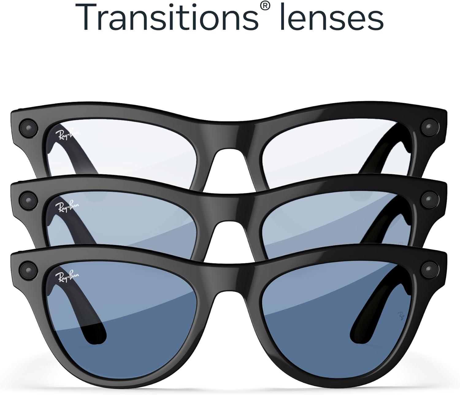 imageRayBan Meta Glasses SkylerSkyler  Shiny Black  Transitions Cerulean Blue