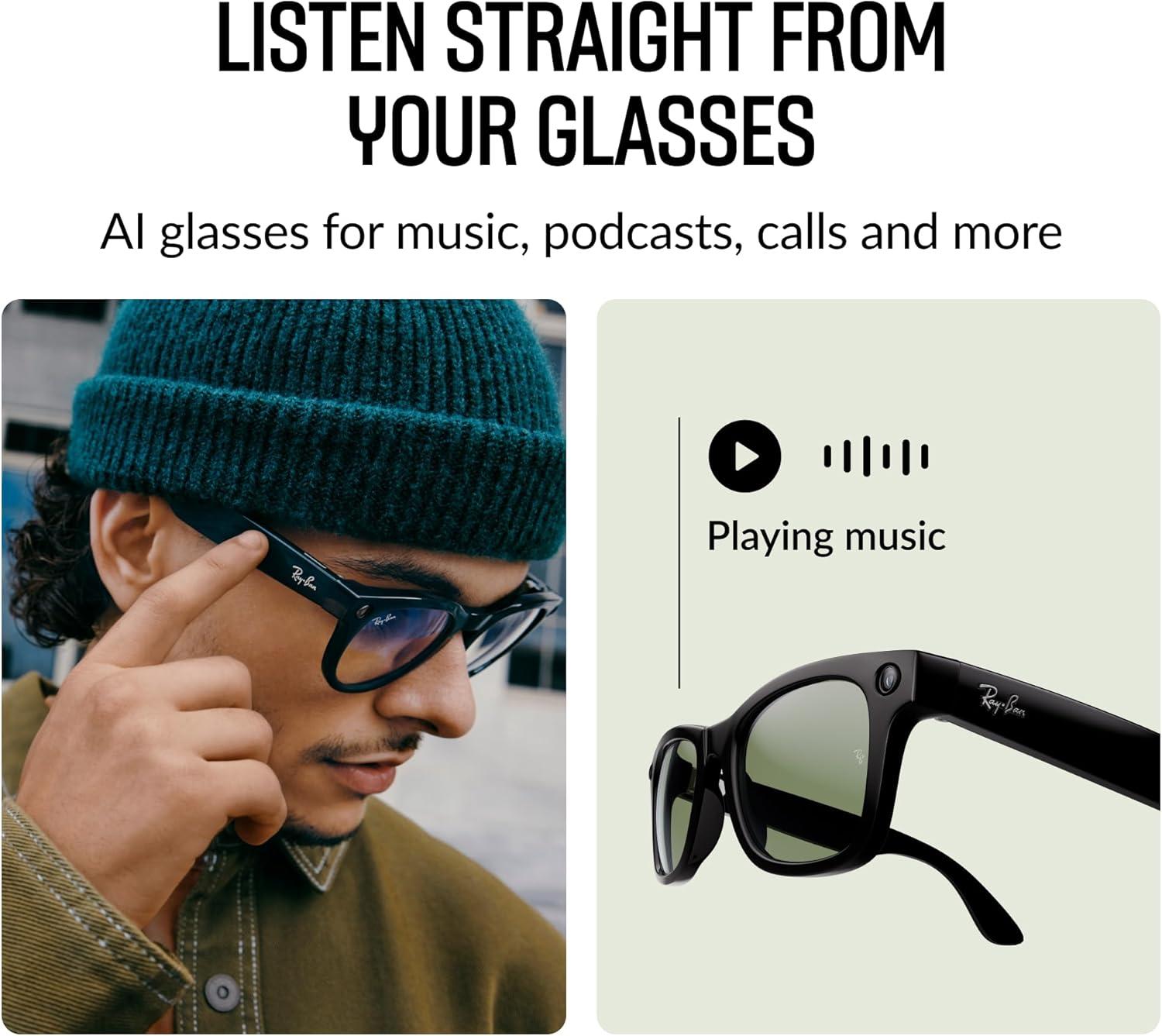 imageRayBan Meta Glasses WayfarerMatte Black  Polarized Gradient Graphite