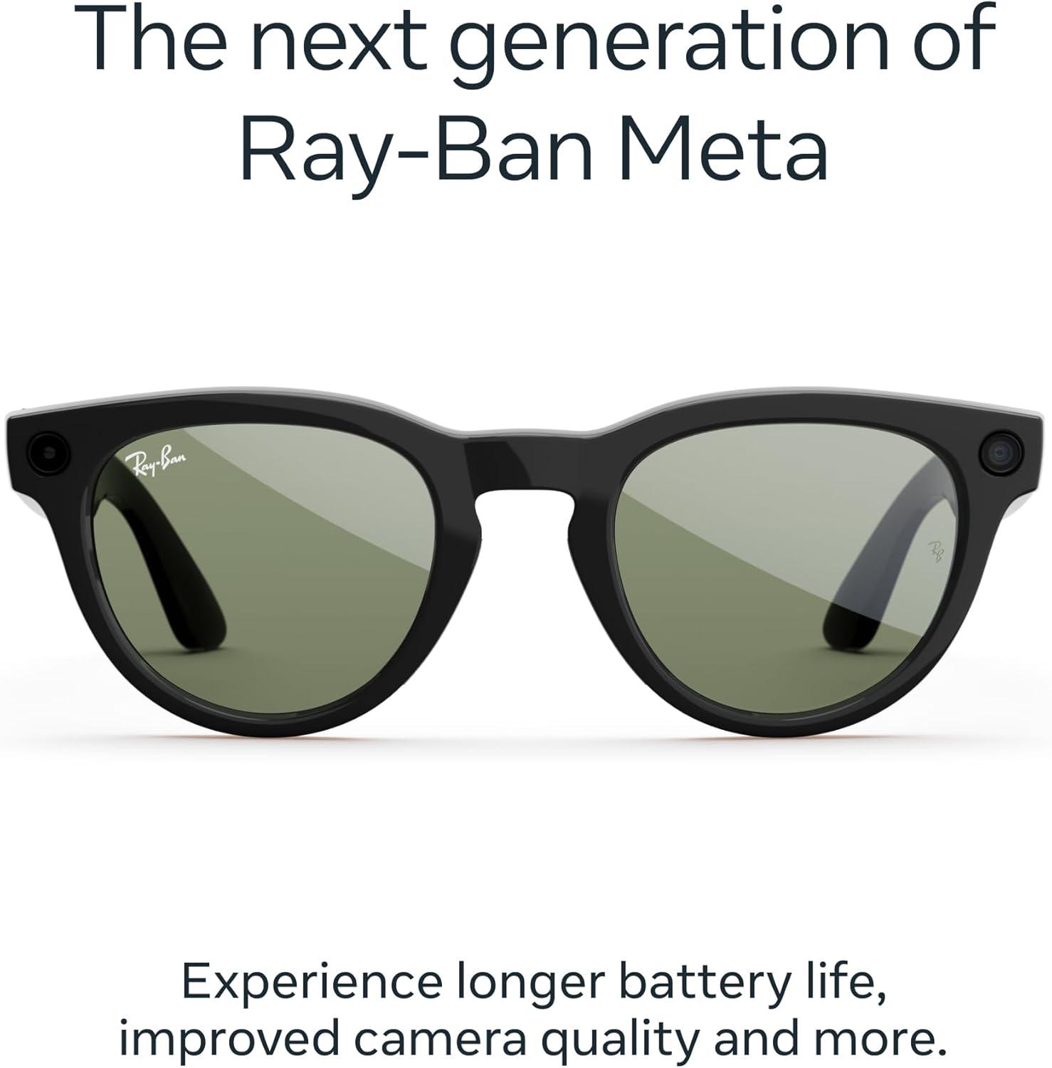 imageMeta RayBan Glasses Headliner Gen 2Shiny Black  Green Lenses