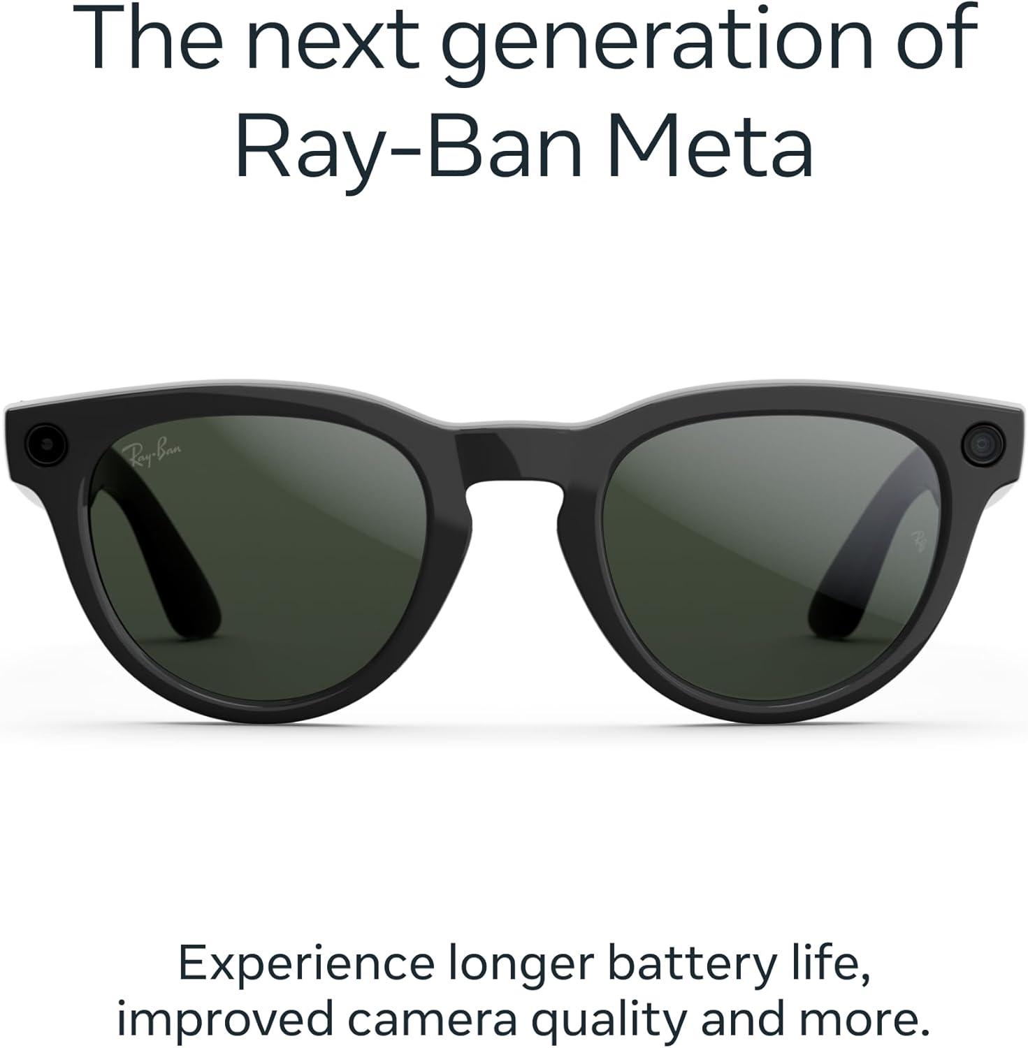 imageMeta RayBan Glasses Headliner Gen 2Shiny Black  Transitions Graphite Green Lenses