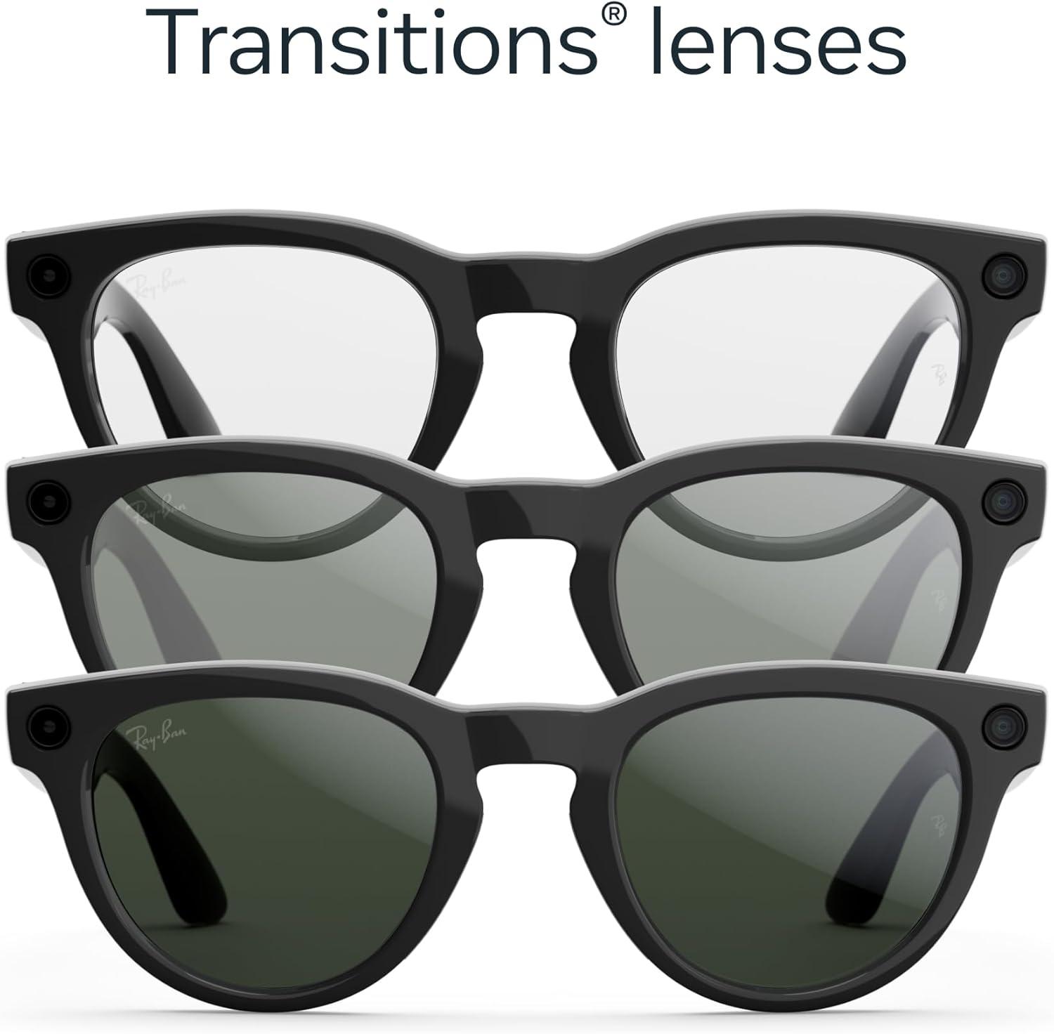 imageMeta RayBan Glasses Headliner Gen 2Shiny Black  Transitions Graphite Green Lenses