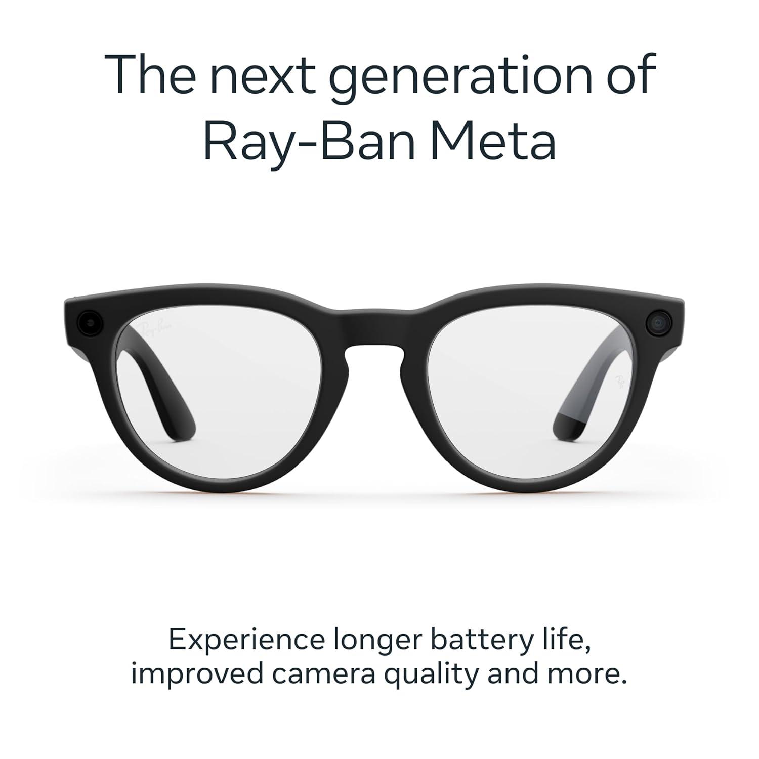 imageRayBan  Meta Headliner Low Bridge Fit Gen 2  Shiny Black Green lensesMatte Black  Clear Lenses