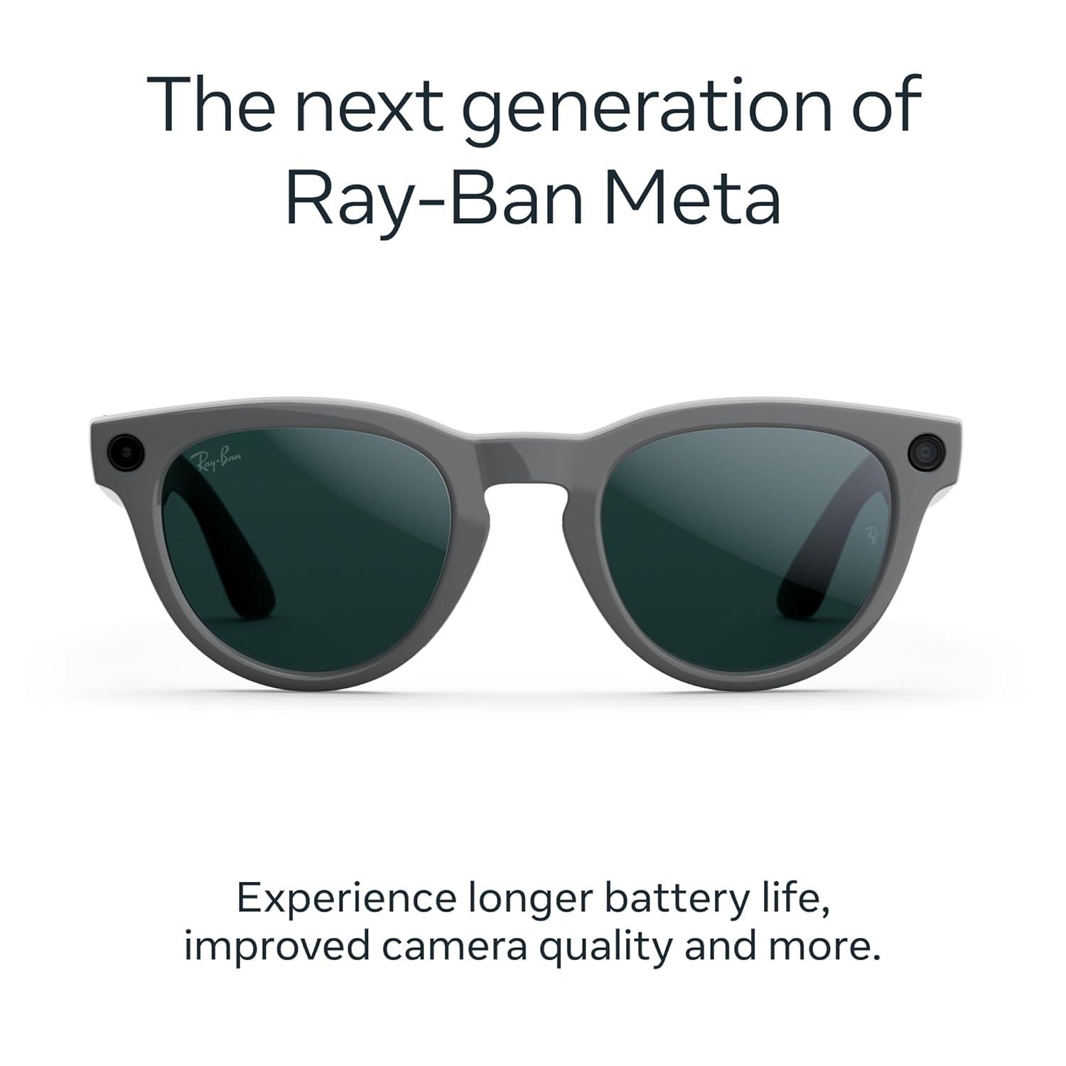 imageRayBan  Meta Headliner Low Bridge Fit Gen 2  Shiny Black Green lensesShiny Asteroid Grey  Transitions Emerald Lenses