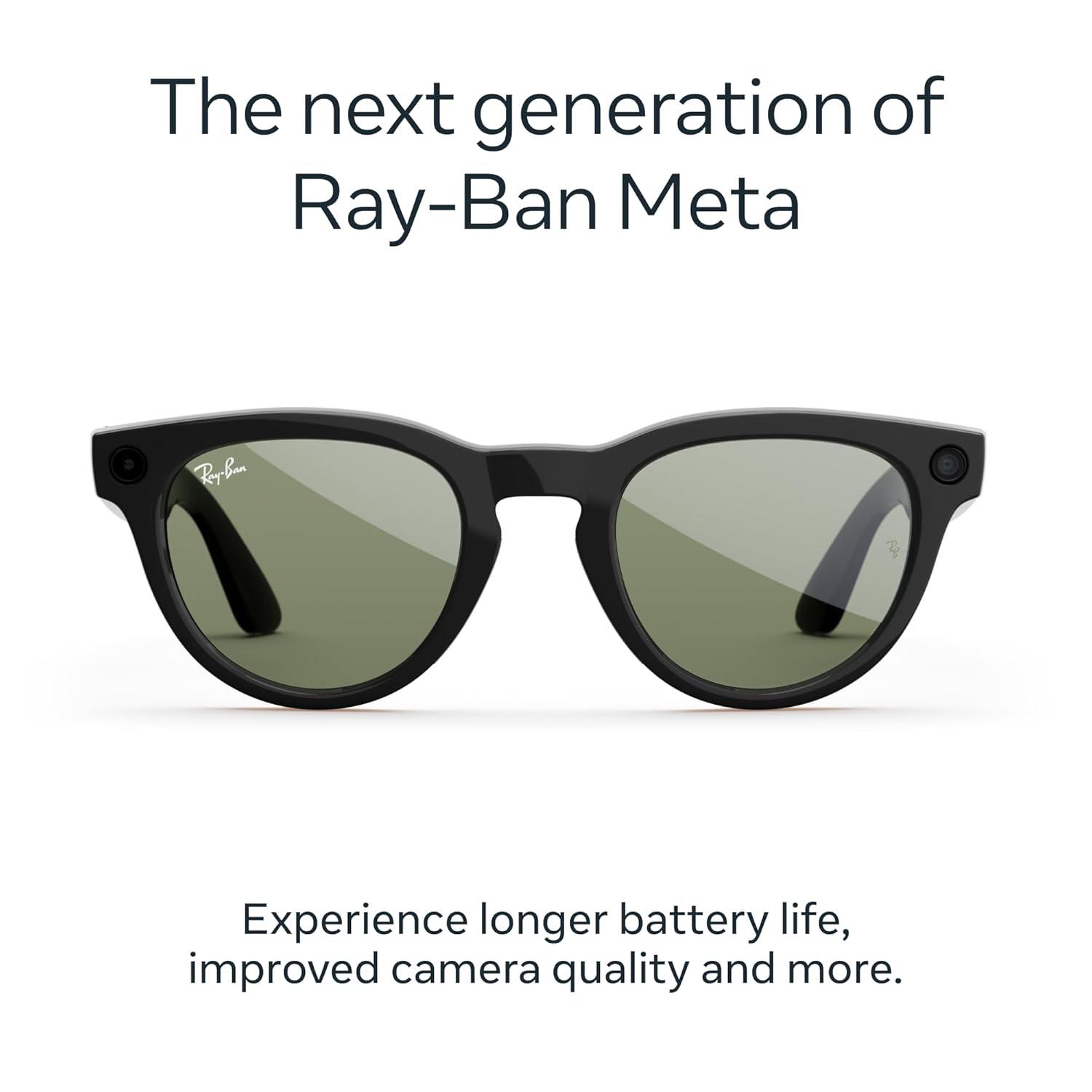 imageRayBan  Meta Headliner Low Bridge Fit Gen 2  Shiny Black Green lensesShiny Black  Green Lenses
