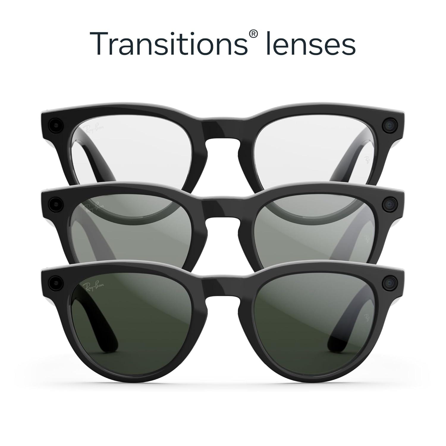 imageRayBan  Meta Headliner Low Bridge Fit Gen 2  Shiny Black Green lensesShiny Black  Transitions Graphite Green Lenses