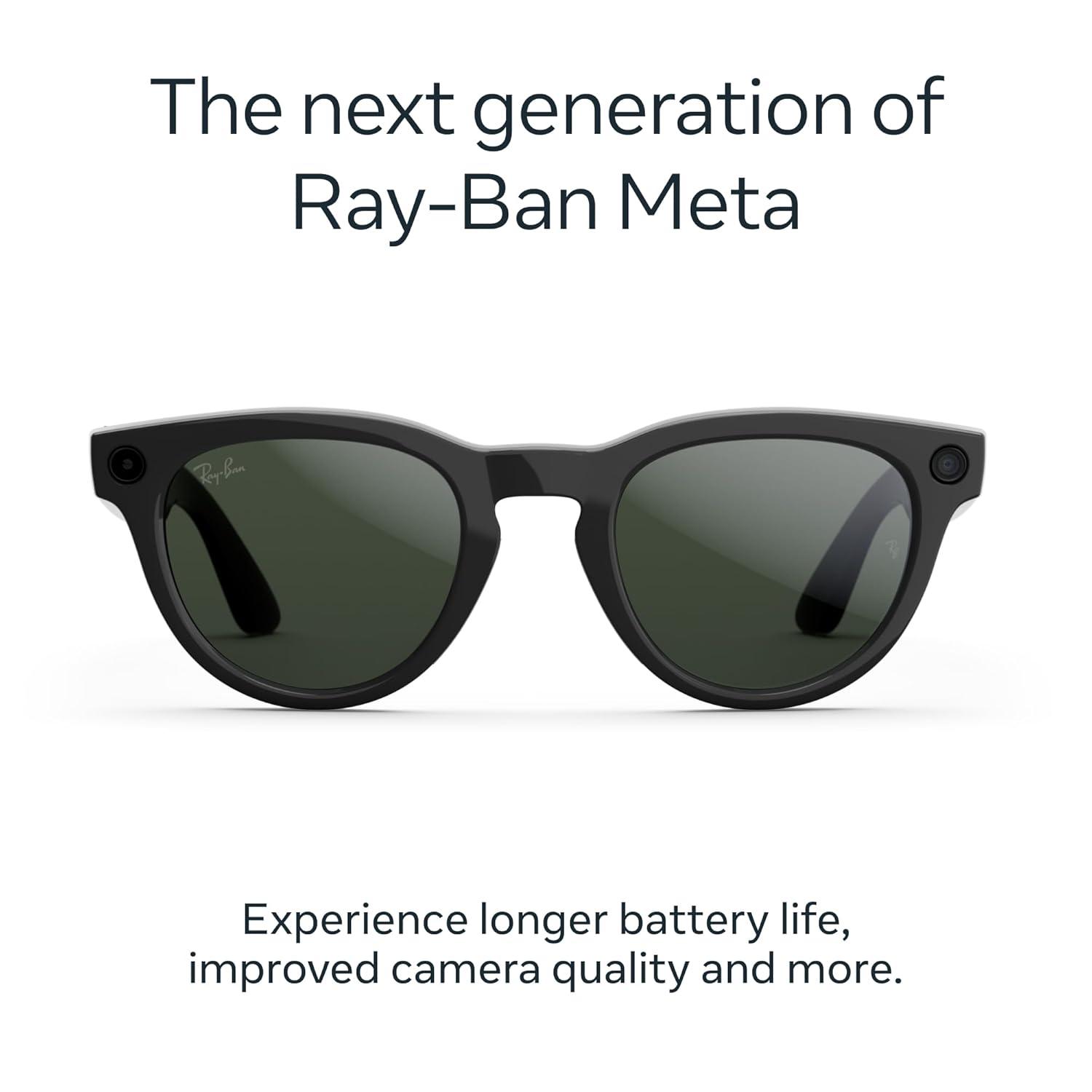 imageRayBan  Meta Headliner Low Bridge Fit Gen 2  Shiny Black Green lensesShiny Black  Transitions Graphite Green Lenses