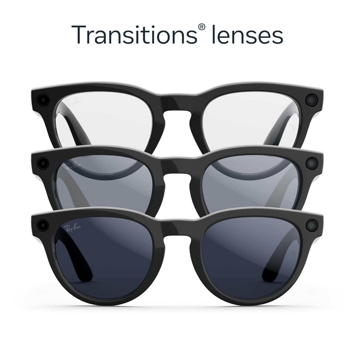 imageRayBan  Meta Headliner Low Bridge Fit Gen 2  Shiny Black Green lensesShiny Black  Transitions Sapphire Lenses
