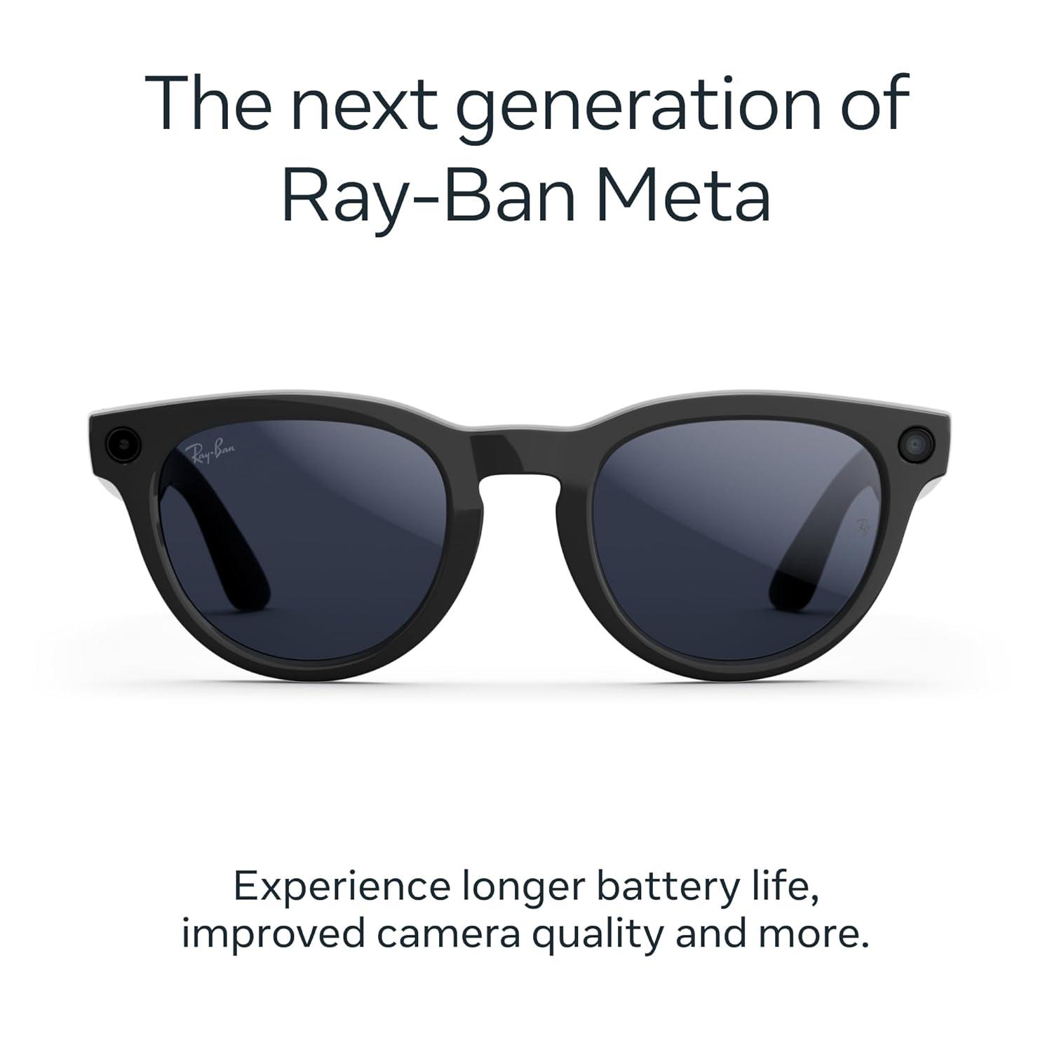imageRayBan  Meta Headliner Low Bridge Fit Gen 2  Shiny Black Green lensesShiny Black  Transitions Sapphire Lenses