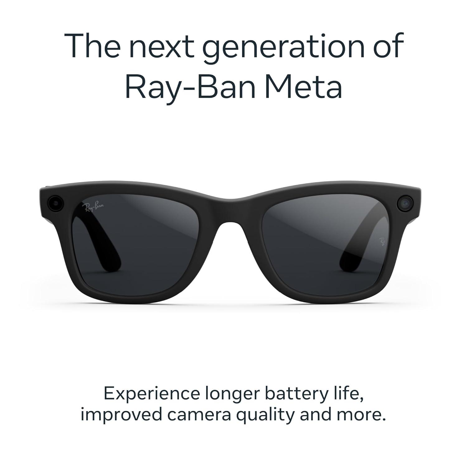 imageRayBan  Meta Wayfarer Gen 2  Matte Black Polarized Gradient Graphite lensesMatte Black  Transitions Grey Lenses