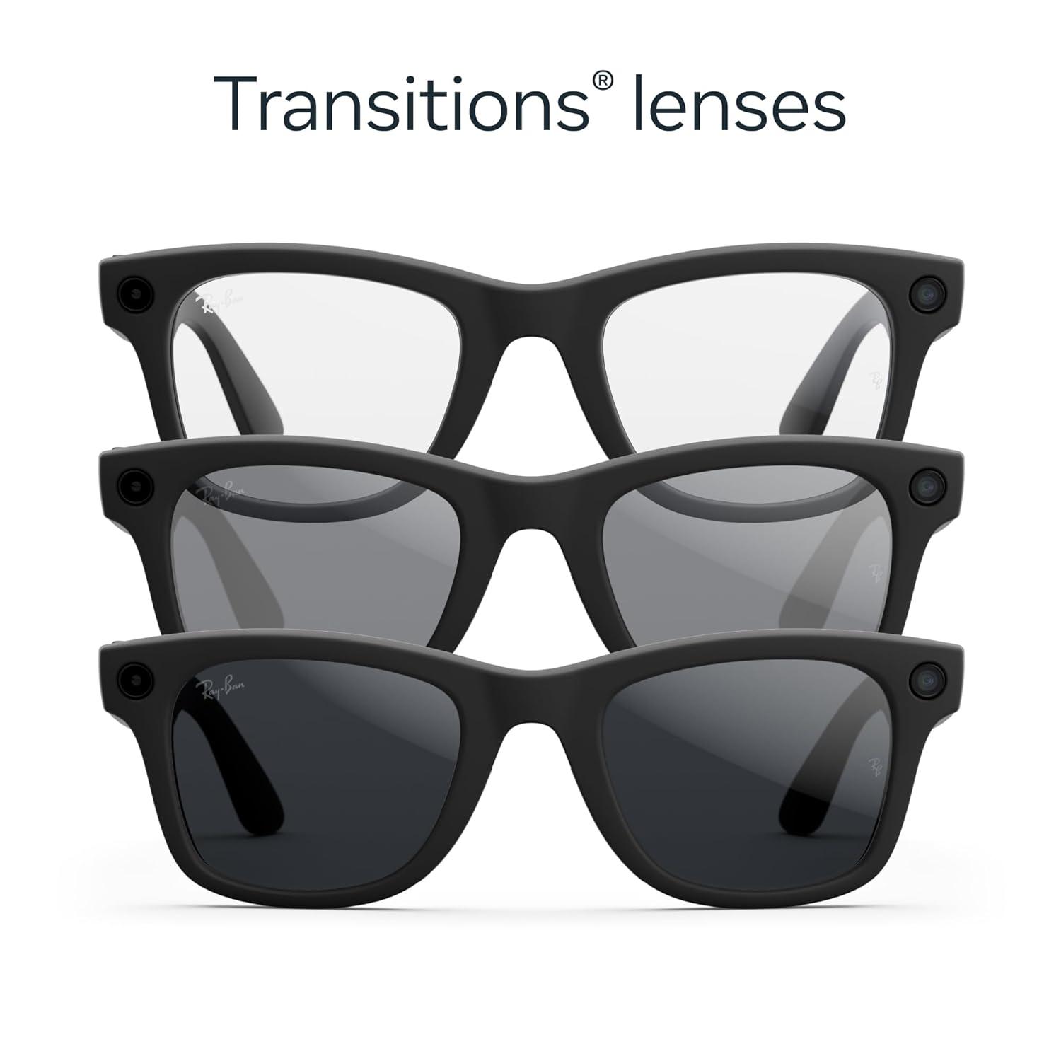 imageRayBan  Meta Wayfarer Gen 2  Matte Black Polarized Gradient Graphite lensesMatte Black  Transitions Grey Lenses