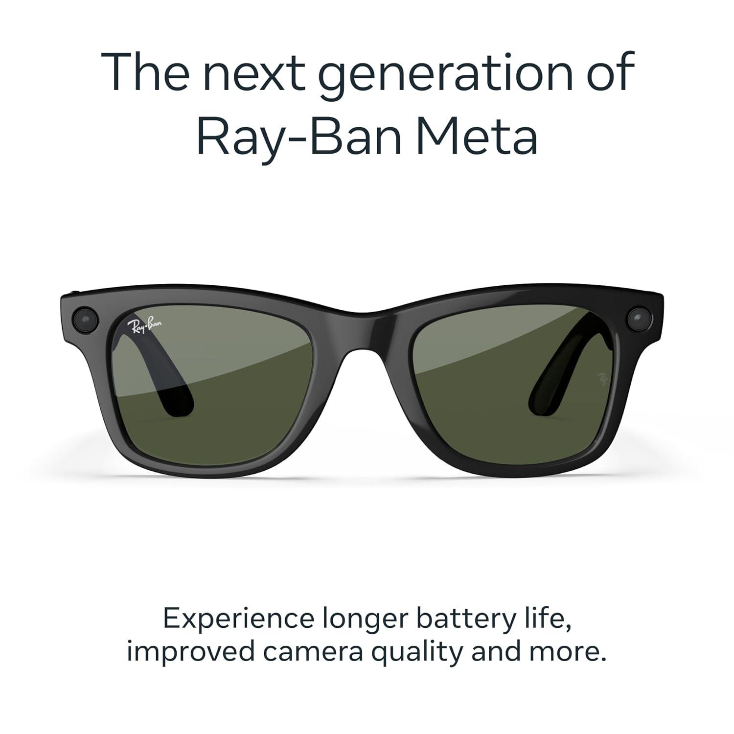 imageRayBan  Meta Wayfarer Gen 2  Matte Black Polarized Gradient Graphite lensesShiny Black  Green Lenses