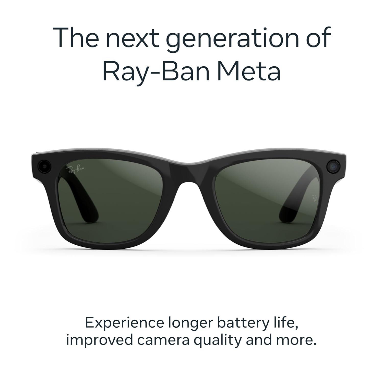 imageRayBan  Meta Wayfarer Gen 2  Matte Black Polarized Gradient Graphite lensesShiny Black  Transitions Graphite Green Lenses