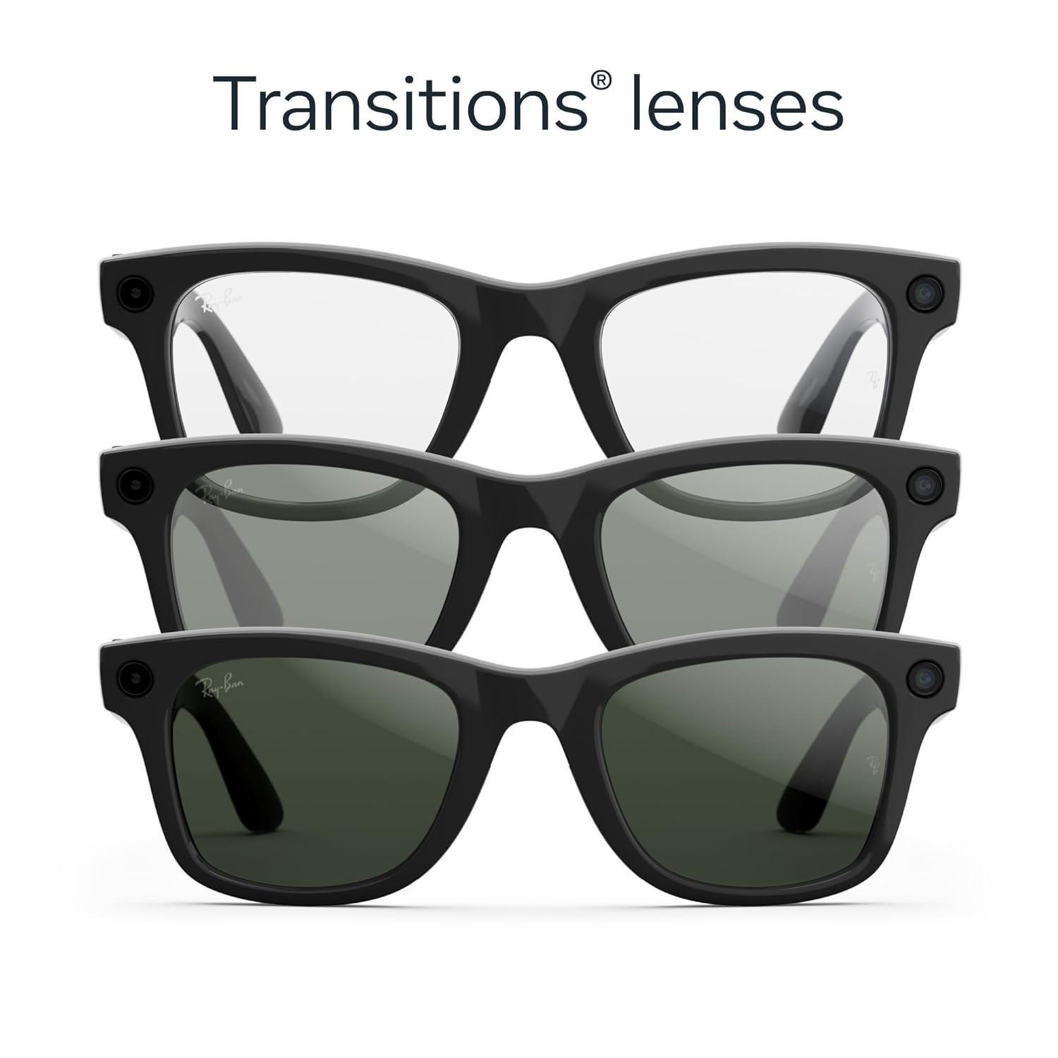 imageRayBan  Meta Wayfarer Gen 2  Matte Black Polarized Gradient Graphite lensesShiny Black  Transitions Graphite Green Lenses
