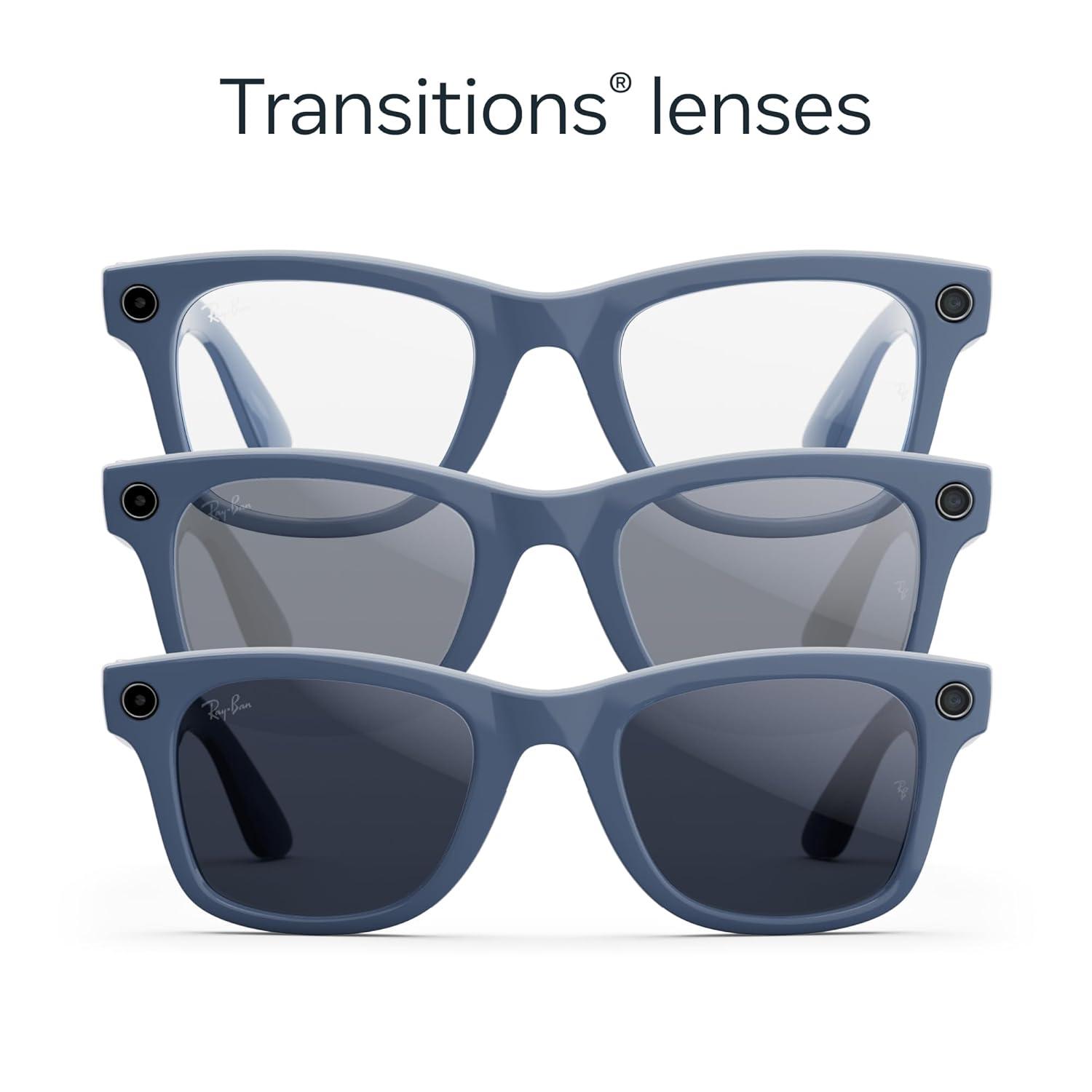 imageRayBan  Meta Wayfarer Gen 2  Matte Black Polarized Gradient Graphite lensesShiny Cosmic Blue  Transitions Sapphire Lenses